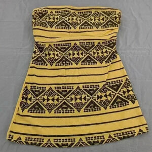 Dolled Up By F.A.N.G Women's Y2K Small Yellow Black Tribal Sleeveless Tube Top